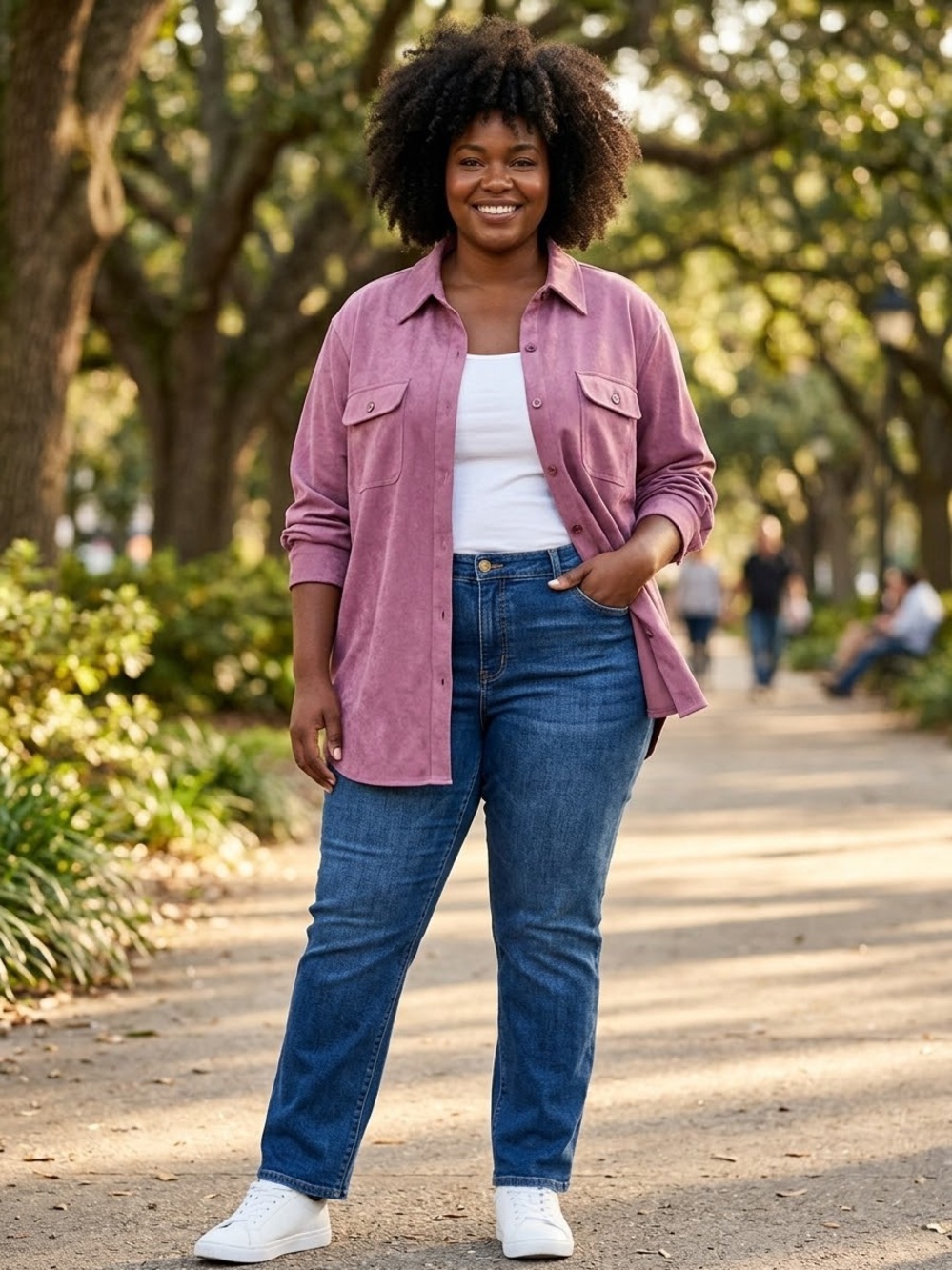 Roaman's Light Purple Button-Down Shirt Jacket
